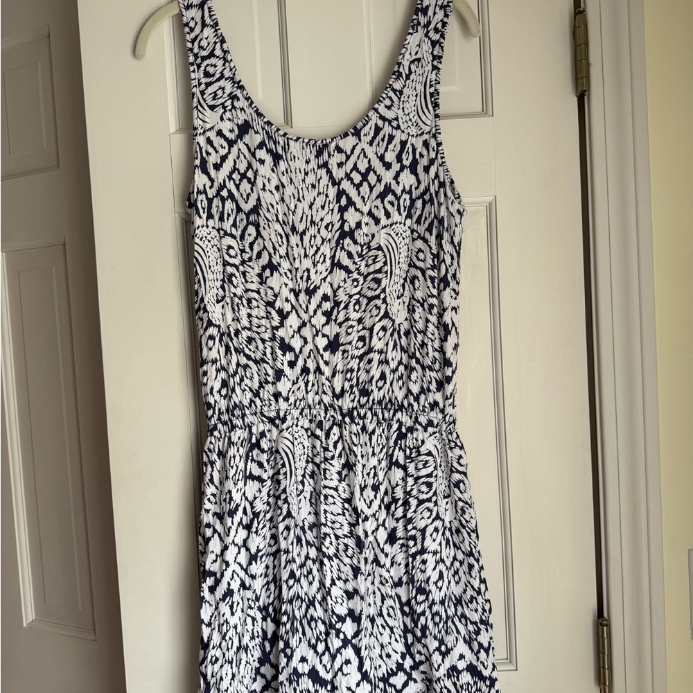 Lilly Pulitzer Navy and White Scoop Neck Sleeveless Mini Romper Dress Size M